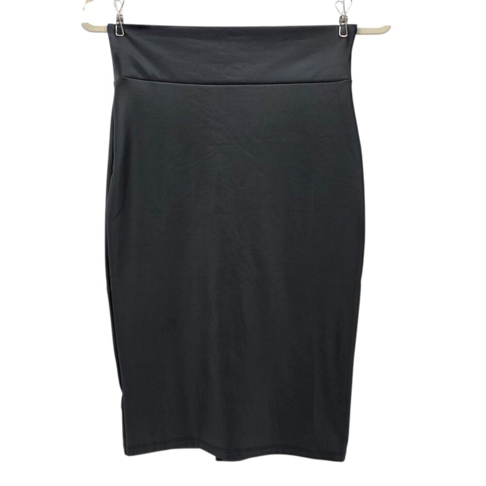 NWD Simlu Womens Small Skirt Faux Leather Pencil Fitted Black Knee Length Party